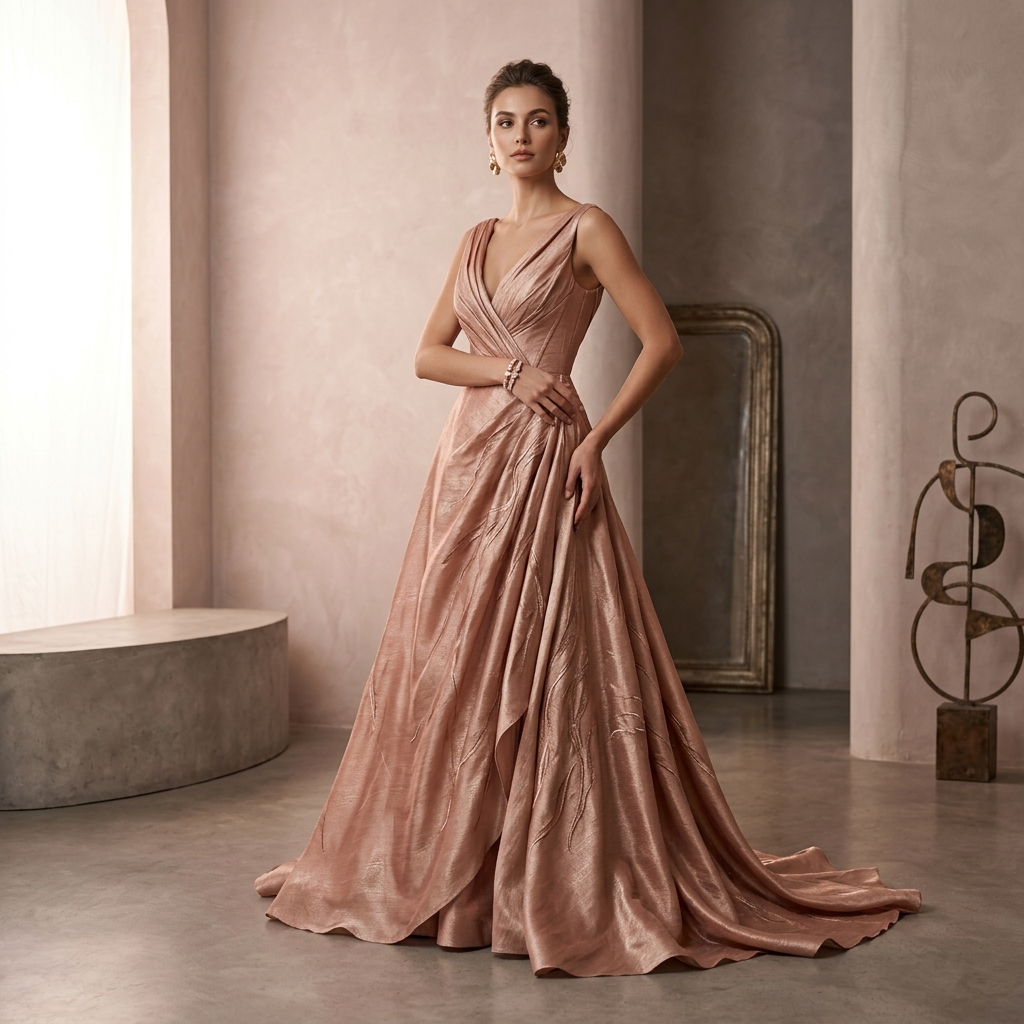 KAS Rose Gold Evening Gown model